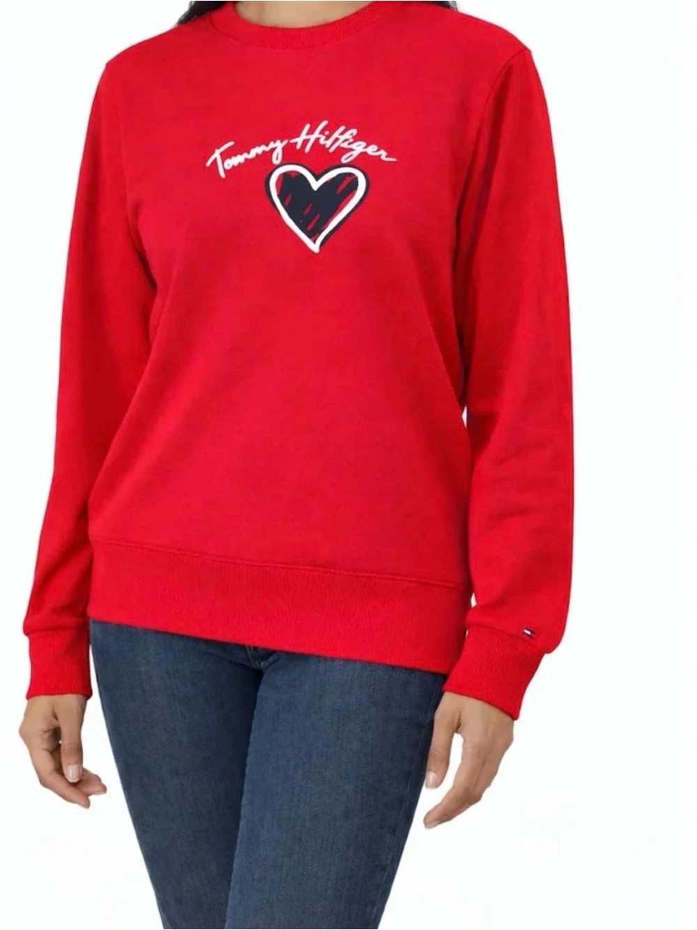Tommy Hilfiger Women's Crewneck Sweater, Cotton Blend, Embroidered Logo Pullover